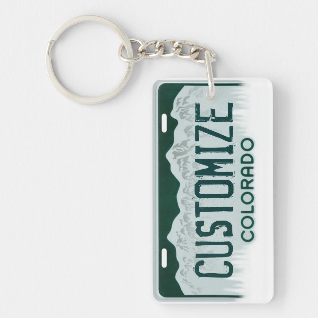 Customisable Colorado license plate keychain (Front)