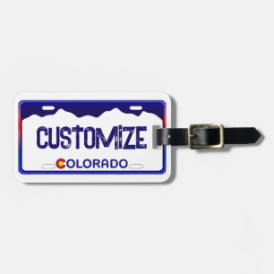 Customisable Colorado license plate luggage tag