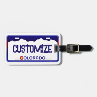 Customisable Colorado license plate luggage tag