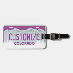 Customisable Colorado license plate luggage tag