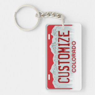Customisable Colorado license red plate keychain