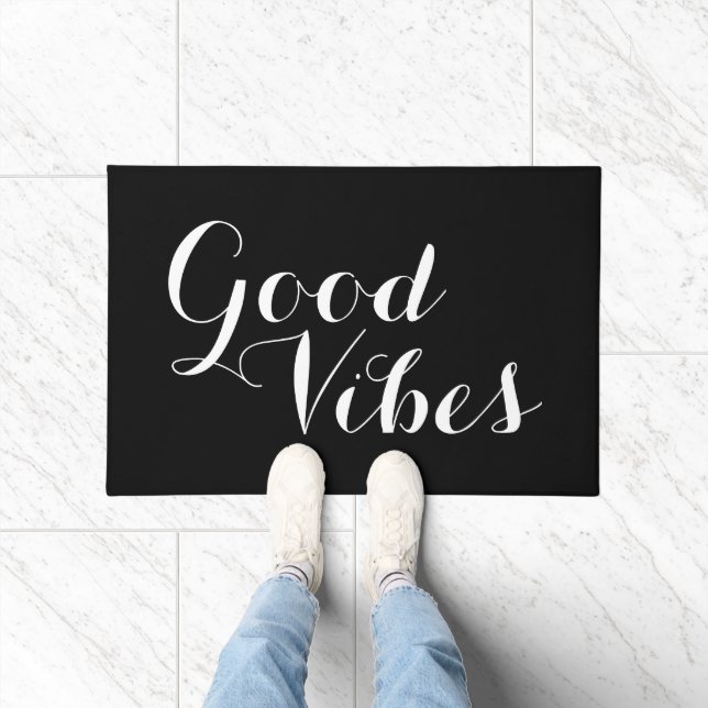 Customisable Colour And Text Good Vibes Happy Doormat (Indoor)