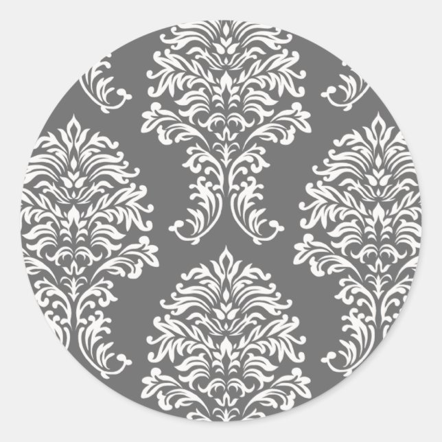 Customisable Colour Damask Classic Round Sticker (Front)