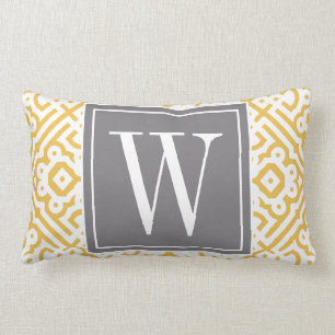 Customisable Colour! Modern Labyrinth Monogram Lumbar Cushion