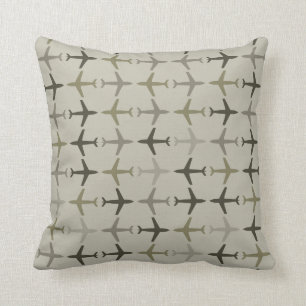 Customisable Colour Monochromatic Planes - Olive Cushion