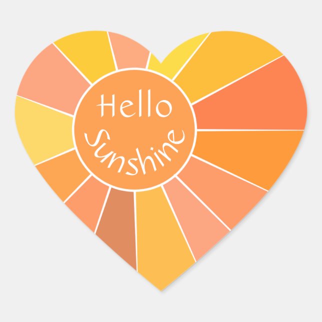 Customisable Colourful Abstract Sun Design | Heart Sticker (Front)