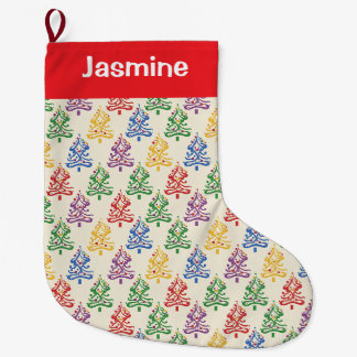 Customisable Colourful Christmas Tree Large Christmas Stocking