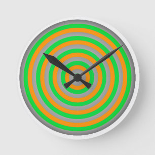 Customisable Colourful Concentric Circle Design Round Clock