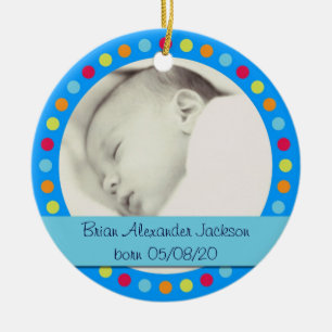 Customisable colourful dots photo frame ornament