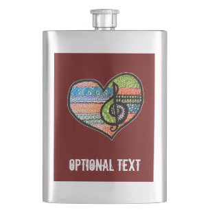 Customisable Colourful Music Lovers Heart Hip Flask