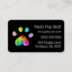 Customisable Colourful Paw Print Business Card