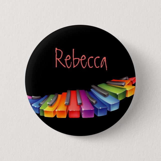 Customisable Colourful Piano Keys 6 Cm Round Badge (Front)