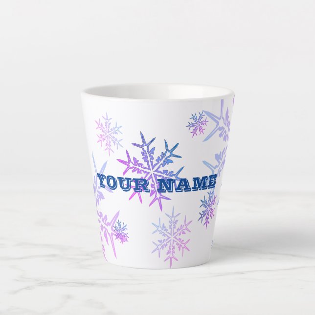Customisable Colourful Snowflake  Latte Mug (Front)