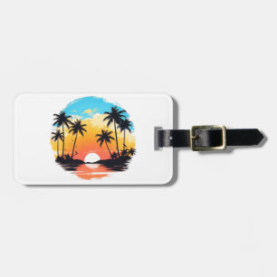 Customisable colourful tropical scenery luggage tag