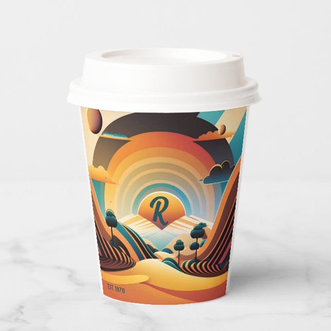 Customisable Colourful Vintage Diner Restaurant Paper Cups (Front)