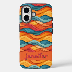 Customisable Colourful Wave Pattern iPhone 16 Case