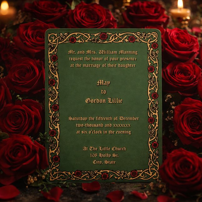 Customisable Colours Floral Foliage Vine Border Invitation (Creator Uploaded)