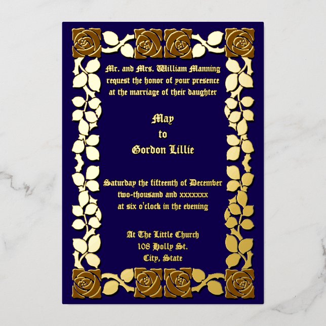 Customisable Colours Rose Vine Border (Front)
