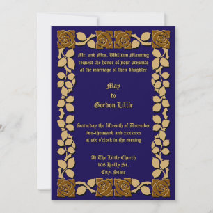 Customisable Colours Rose Vine Border Invitation
