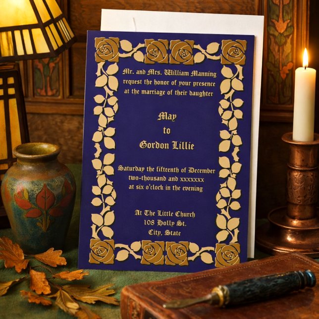 Customisable Colours Rose Vine Border Invitation (Creator Uploaded)