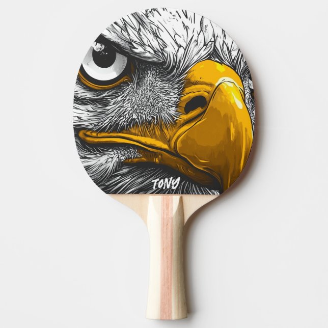Customisable Comic Eagle Ping Pong Paddle (Front)