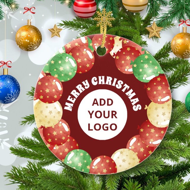 Customisable Company Logo Christmas Balloons Red  Ceramic Tree Decoration (Creator Uploaded)