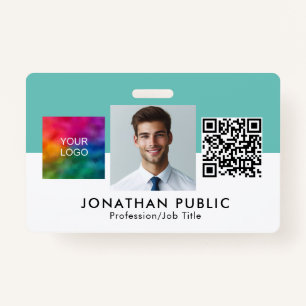 Customisable Company Logo QR Code Employee Photo ID Badge