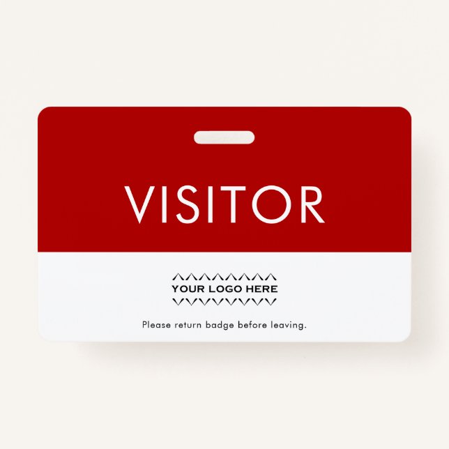 Customisable Company Logo Visitor Badge | Red ID Badge (Front)