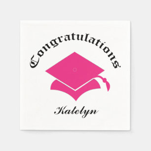 Customisable Congrats Graduation Napkins - Pink
