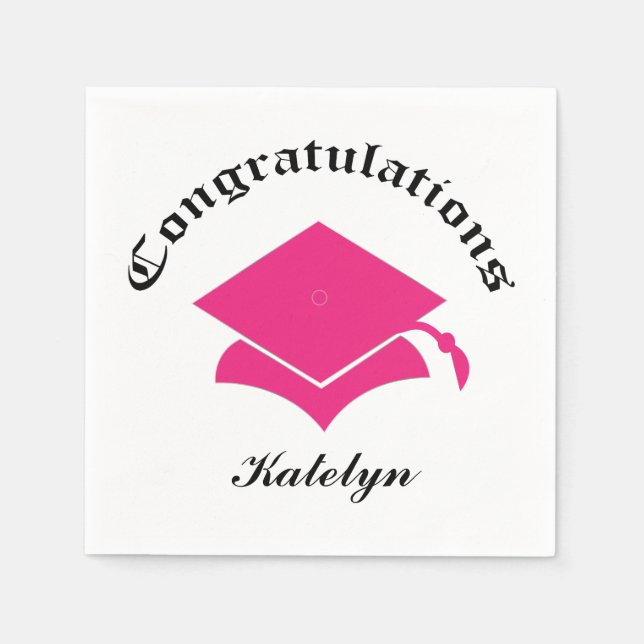 Customisable Congrats Graduation Napkins - Pink (Front)