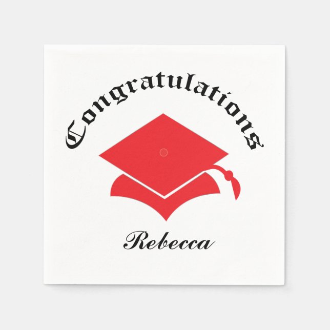 Customisable Congrats Graduation Napkins - red (Front)