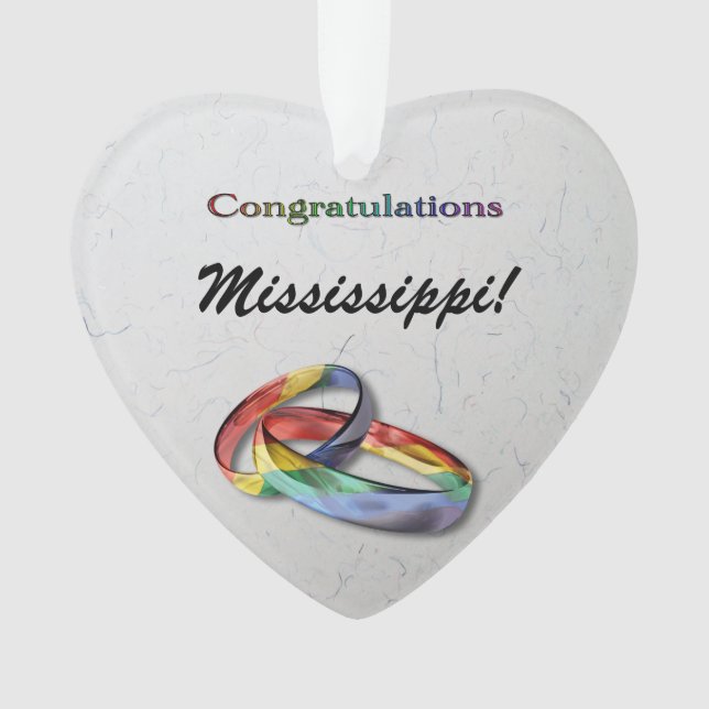 Customisable Congratulations Rainbow Wedding Rings Ornament (Front)