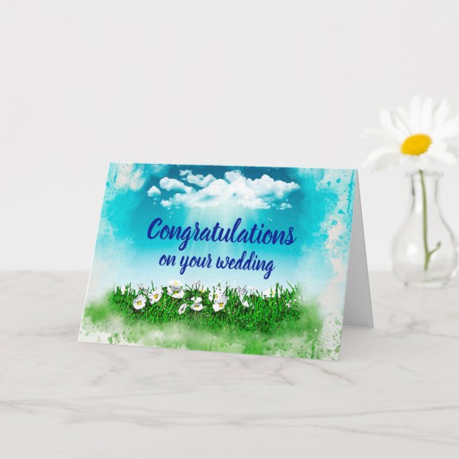 Customisable congratulations wedding daisies card (Small Plant)