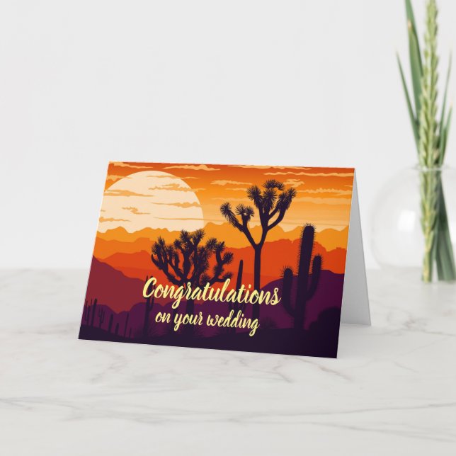 Customisable congratulations wedding desert sunset card (Front)