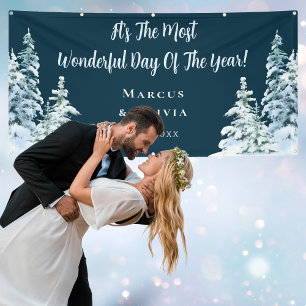 Customisable Congratulations Winter Wedding Banner