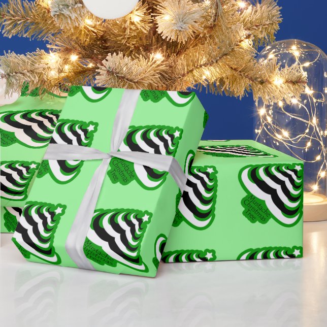 Customisable Cool and fun Moustache Christmas Tree Wrapping Paper (Holidays)
