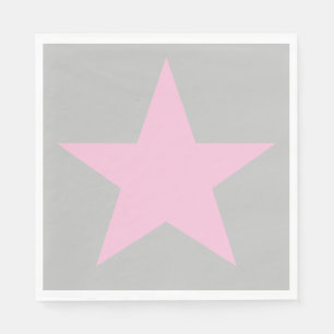 Customisable Cool and Funky Pink and Grey Star Napkin