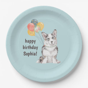 Customisable Corgi Birthday Party Thank You Paper Plate