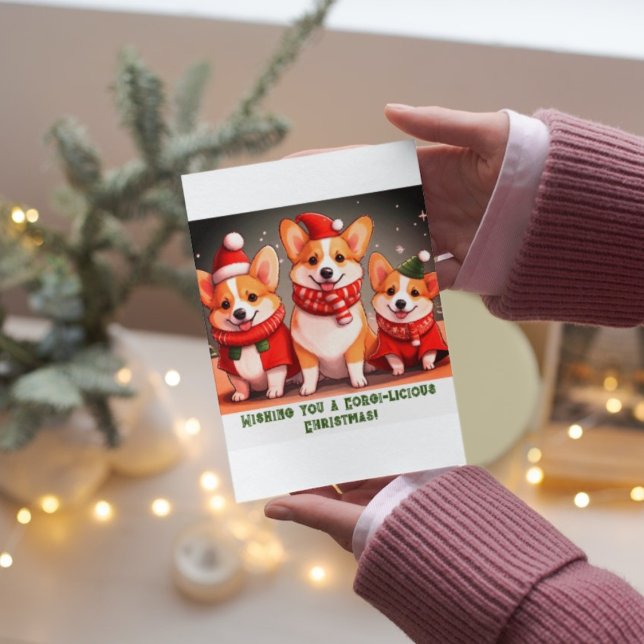 Customisable Corgi Christmas Flat Card (Creator Uploaded)