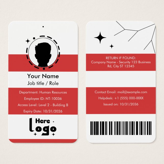 Customisable Corporate Employee ID Profile Card (Front & Back)