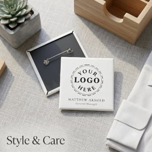 Customisable Corporate Logo Name Badge Button