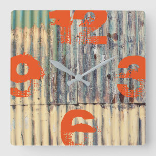 Customisable Corrugated Sheet Metal Square Wall Clock