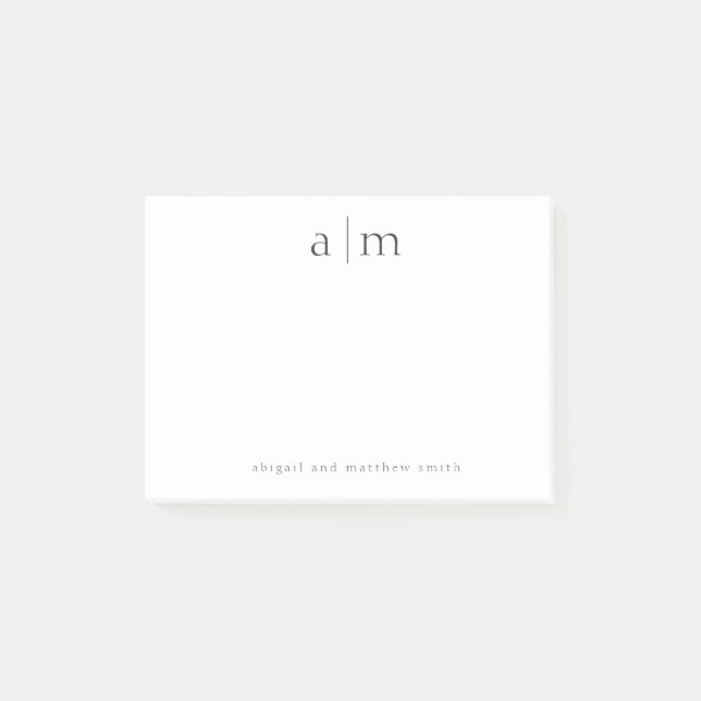 Customisable Couple Name And Initial Monogram  Post-it Notes (Front)