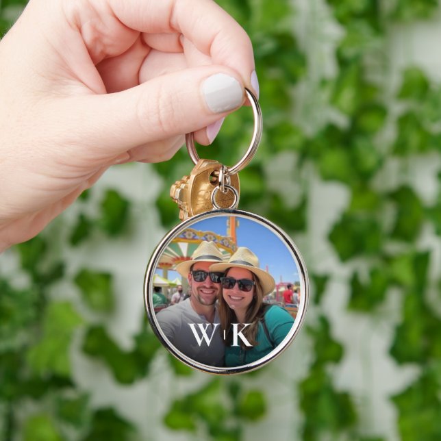 Customisable Couple Photo Monogram Key Ring (Hand)