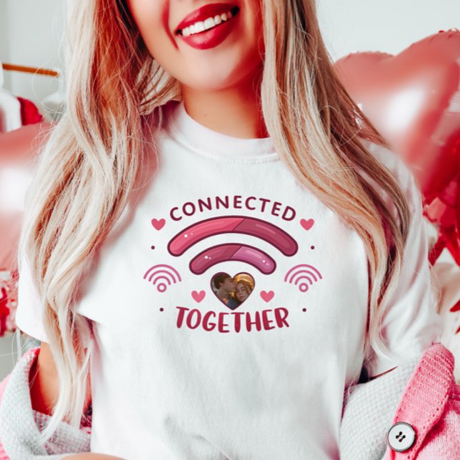 Customisable Couple Photo Tee, Connected Together  T-Shirt (Creator Uploaded)