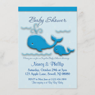 Customisable Couples Whale Baby Shower Invitation
