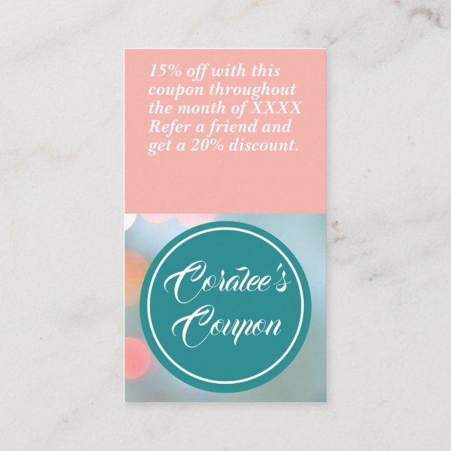 Customisable Coupon Discount Card (Back)