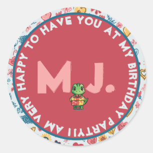 Customisable Crayon Hearts and Flowers Classic Round Sticker