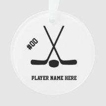 Customisable Crossed Hockey Sticks Ornament