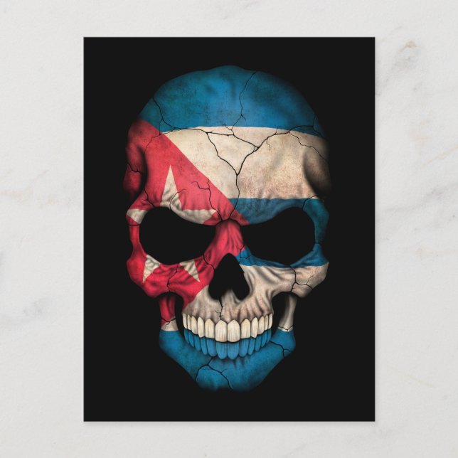 Customisable Cuban Flag Skull Postcard (Front)